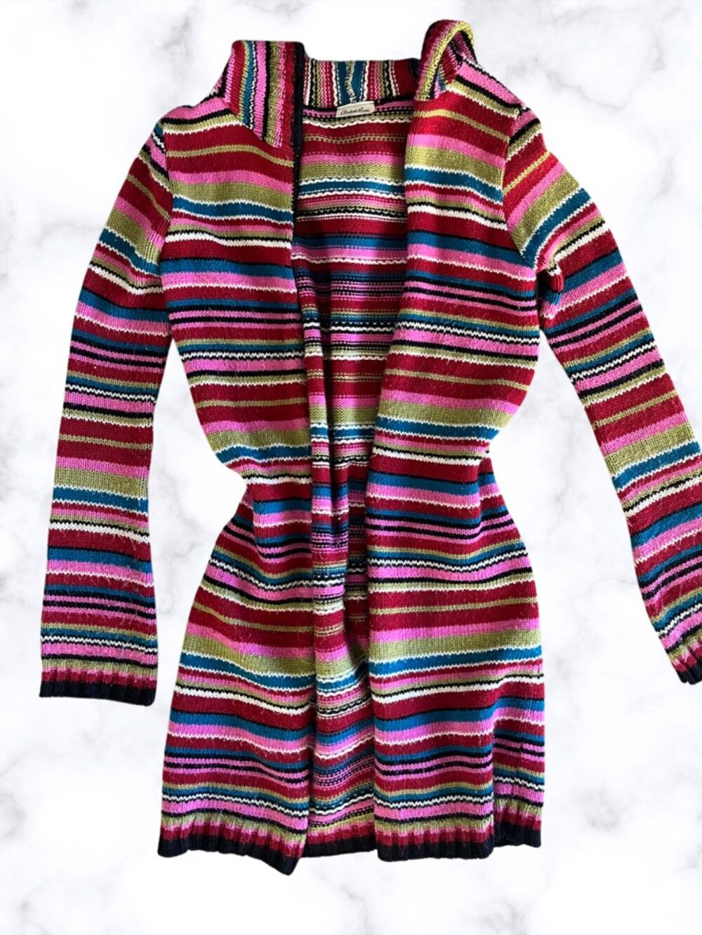 Vintage Y2K Charlotte Russe Multicolor Striped Hooded Cardigan